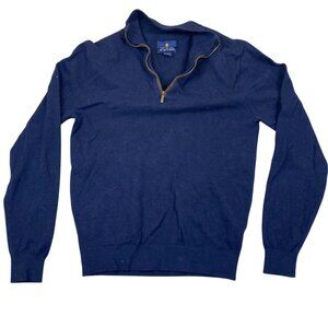 Stafford Men's Sweater Small 1/4 Zip Mock Neck Long Sleeve Knit Cozy Casual Blue